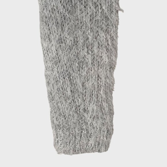 Abercrombie & Fitch Cropped Fuzzy Sweater Women's Medium Gray Metallic Pullover - Picture 7 of 11